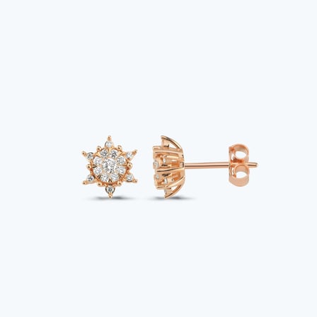 Pırlanta Lotus Çiçeği Küpe