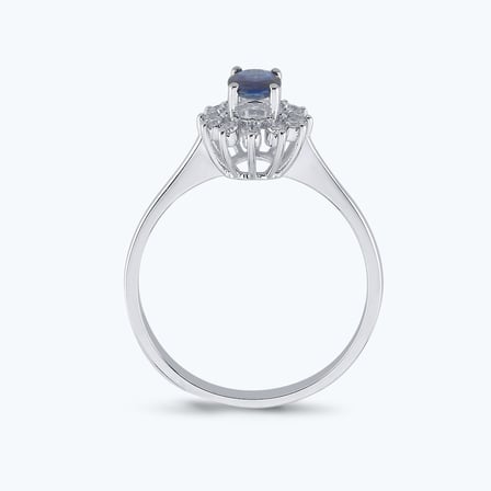 Pırlanta Safir Oval Yüzük