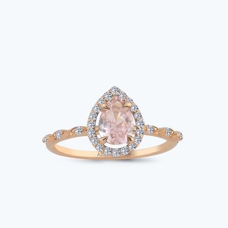 Pırlanta Pembe Safir Damla Yüzük