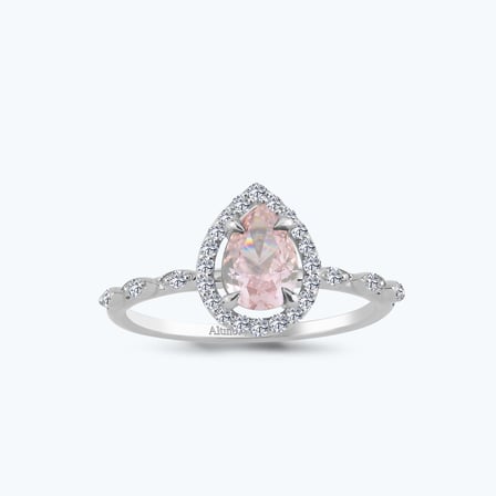 Pırlanta Pembe Safir Damla Yüzük