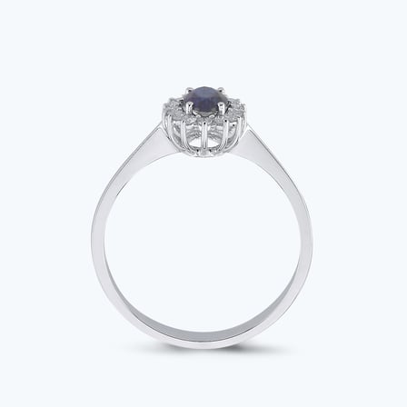 Pırlanta Safir Oval Yüzük