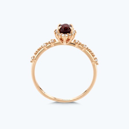Pırlanta Rhodolite Taşlı Oval Yüzük