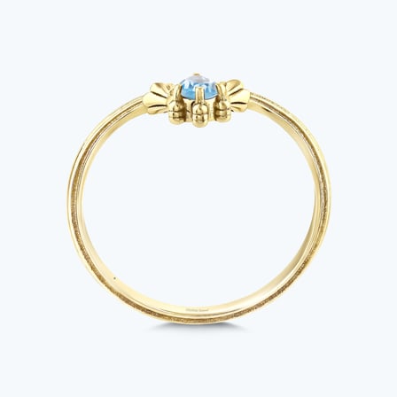 Pırlanta Mavi Topaz Damla Yüzük