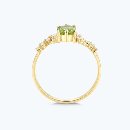 Pırlanta Yeşil Topaz Oval Yüzük