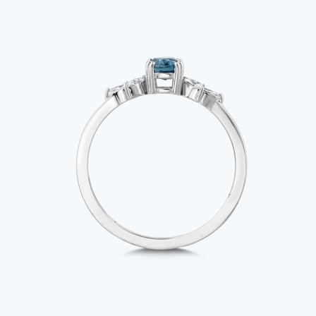 Pırlanta Mavi Topaz Oval Yüzük