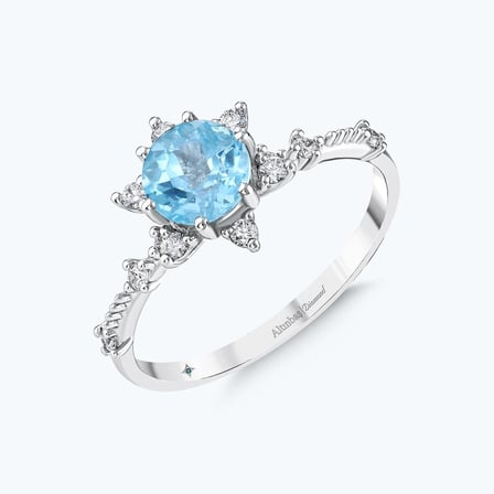 Pırlanta Mavi Topaz Vintage Yüzük