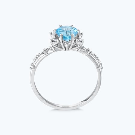 Pırlanta Mavi Topaz Vintage Yüzük