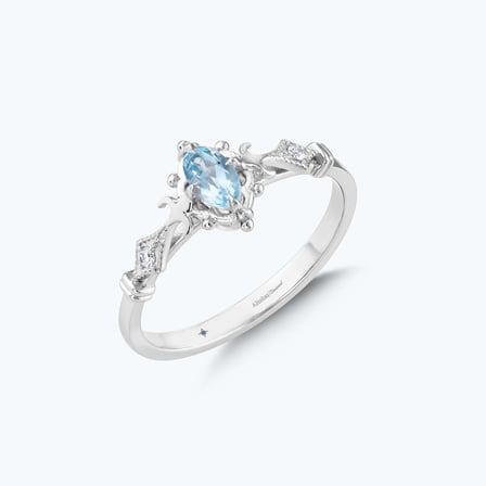 Pırlanta Mavi Topaz Oval Yüzük