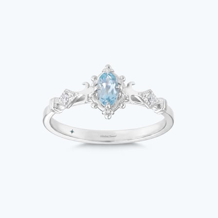 Pırlanta Mavi Topaz Oval Yüzük