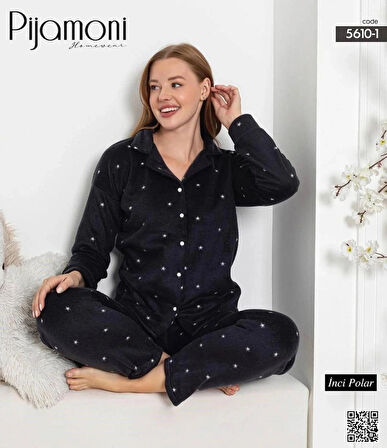Pijamoni İNCİ POLAR BOY DÜĞMELİ TAKIM