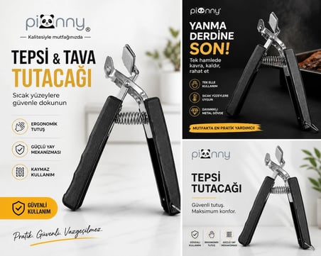 Pionny Pratik Tepsi Tava Ve Tencere Tutacağı Siyah