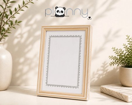 Pionny A4 Ahşap Çerçeve 21x29,7 cm (Açık Kahverengi - Beyaz)