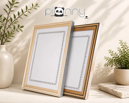 Pionny A4 Ahşap Çerçeve 21x29,7 cm (Açık Kahverengi - Beyaz)