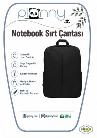 Pionny Notebook Sırt Çantası - Siyah