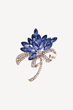 Mavi Zirkon Taşlı Broş