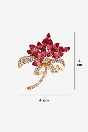 Pembe Zirkon Taşlı Broş