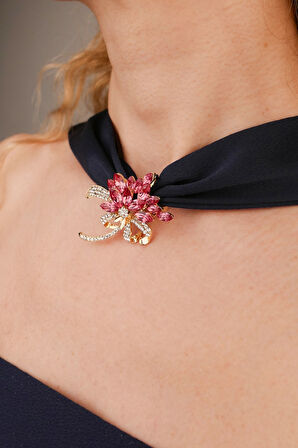 Pembe Zirkon Taşlı Broş