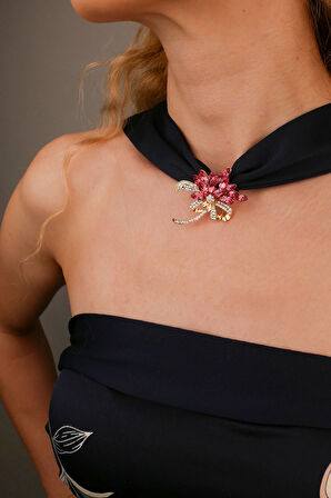 Pembe Zirkon Taşlı Broş