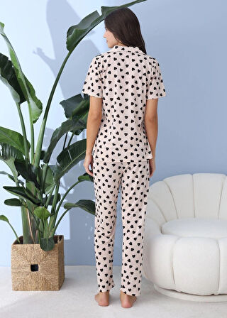 lindros DÜGMELİ KADIN KISA KOL PİJAMA