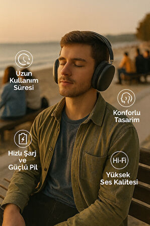 Kablosuz Bluetooth Gürültü Engelleyici Kulaklık | Uzun Pil Ömrü – Hızlı Şarj – Yüksek Ses Kalitesi