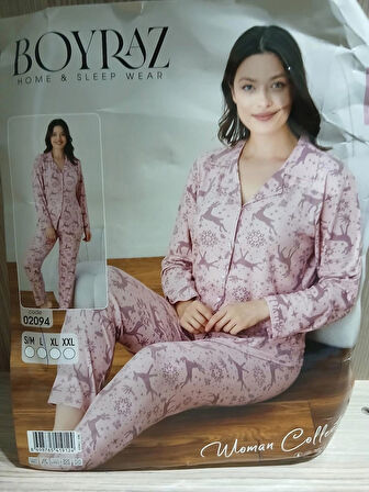BOYRAZ SÜET DÜĞMELİ PİJAMA TAKIMI