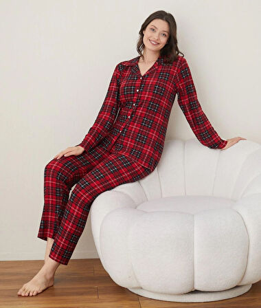 BOYRAZ SÜET DÜĞMELİ PİJAMA TAKIMI