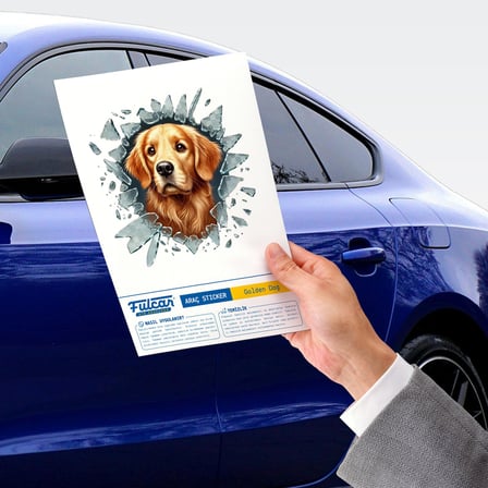 Özel Üretim Görsel Detay Hayvan Sever Sürpriz Hediye Fulcar Golden Araç Stickerı