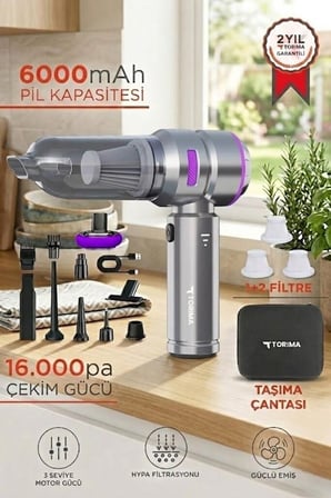 Özel Üretim Araç İçi Süpürge 4IN1 HL121 Mor 17000PA Oto Temizlik Mini Cihaz Küçük Elektrikli