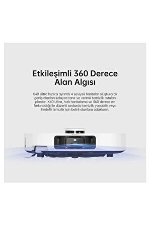 12000Pa emiş gücüyle Ultra Robot Süpürge Beyaz-(X40 Ultra)