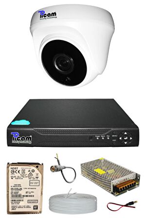 Picam Pro 1 Kameralı 1 Dome Full HD Sony Lensli Kamera Gece Görüşlü 500 GB Kamera Seti