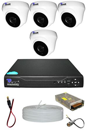 Picam Pro 4 Kameralı 4 Dome Full HD Sony Lensli Kamera Gece Görüşlü Kamera Seti