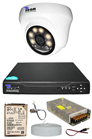 Picam Pro 1 Kameralı 1 Dome Full HD Sony Lensli Kamera Gece Renkli Görüşlü 500 GB Kamera Seti