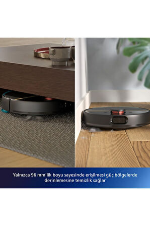 3000 Serisi Islak Kuru Moplu Siyah Robot Süpürge,4000 PA, Sert Zemin ve Halıya Uygun, Siyah