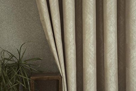 Massarelli Fon Perde Prizma Desen Açık Bej 1-3 Sık Pile 
