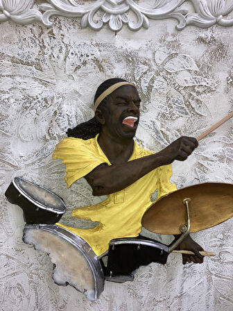 Baterist,Dekoratif Duvar Obje Biblo, Sarı
