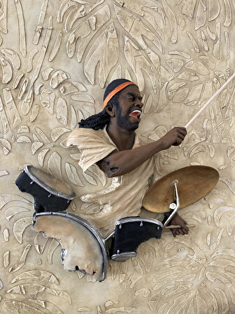 Baterist,Dekoratif Duvar Obje Biblo Bej