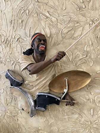 Baterist,Dekoratif Duvar Obje Biblo Bej