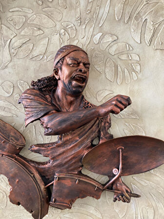 Baterist,Dekoratif Duvar Obje Biblo Bakır