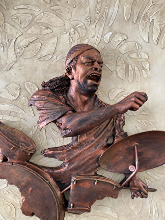 Baterist,Dekoratif Duvar Obje Biblo Bakır