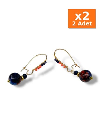 Bohem Mavi Sallantılı Küpe - Kupe - 2 Adet Aynı Ürün, x2 Paket