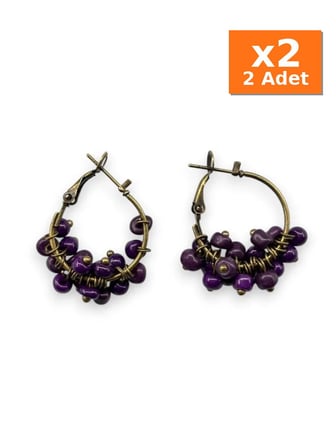 Mor Boncuk Halka Küpe - 2 Adet Aynı Ürün, x2 Paket