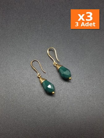 Yeşil Damla Küpe - Kupe - 3 Adet Aynı Ürün, x3 Paket