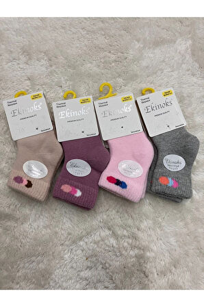 Ekinoks Asorti Dikişsiz Havlu Termal Çocuk Soket Çorap 4lü Set 0-4 Yaş 2625