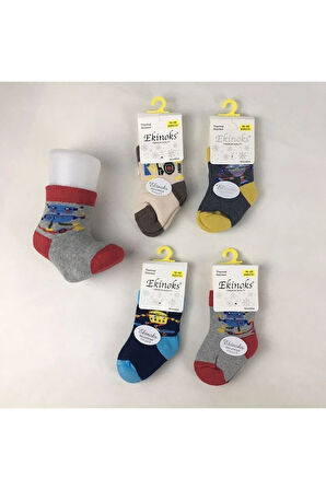 Ekinoks Asorti Dikişsiz Havlu Termal Çocuk Soket Çorap 4lü Set 0-4 Yaş 3044