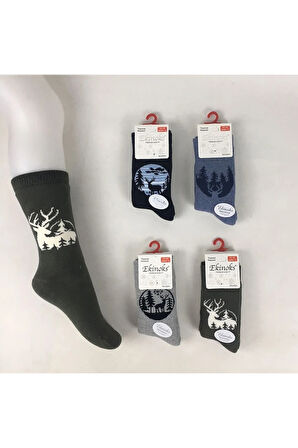 Ekinoks Asorti Dikişsiz Havlu Termal Çocuk Soket Çorap 4lü Set 5-12 Yaş 3070
