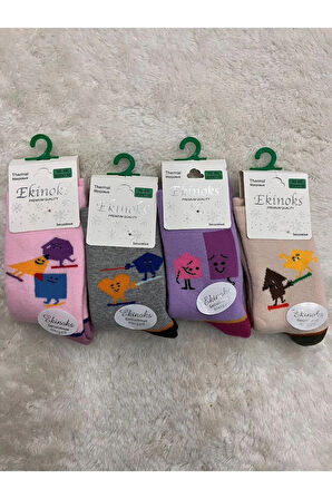 Ekinoks Asorti Dikişsiz Havlu Termal Çocuk Soket Çorap 4lü Set 5-12 Yaş 3096