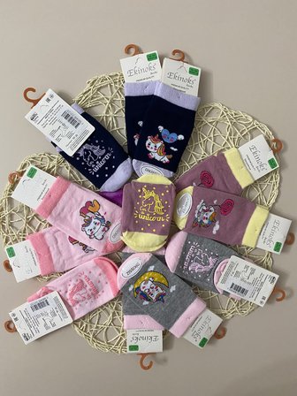 Ekinoks Dora Abs Alt Baskılı Asorti Dikişsiz Kız Çocuk Patik Çorap 12li Set 3305