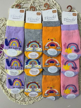Ekinoks Saren Asorti Dikişsiz Kız Çocuk Patik Çorap 12li Set 3314
