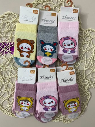 Ekinoks Lina Asorti Dikişsiz Kız Çocuk Patik Çorap 12li Set 3329