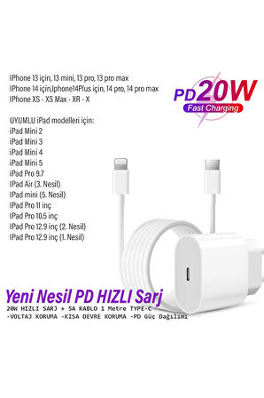 iPad Pro 9.7 Uyumlu Şarj Aleti Adaptörü 20W Ligtning Şarj Kablosu A1674  A1675 A1673